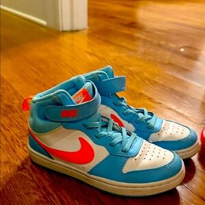Kids Blue and Orange High-Top Sneakers